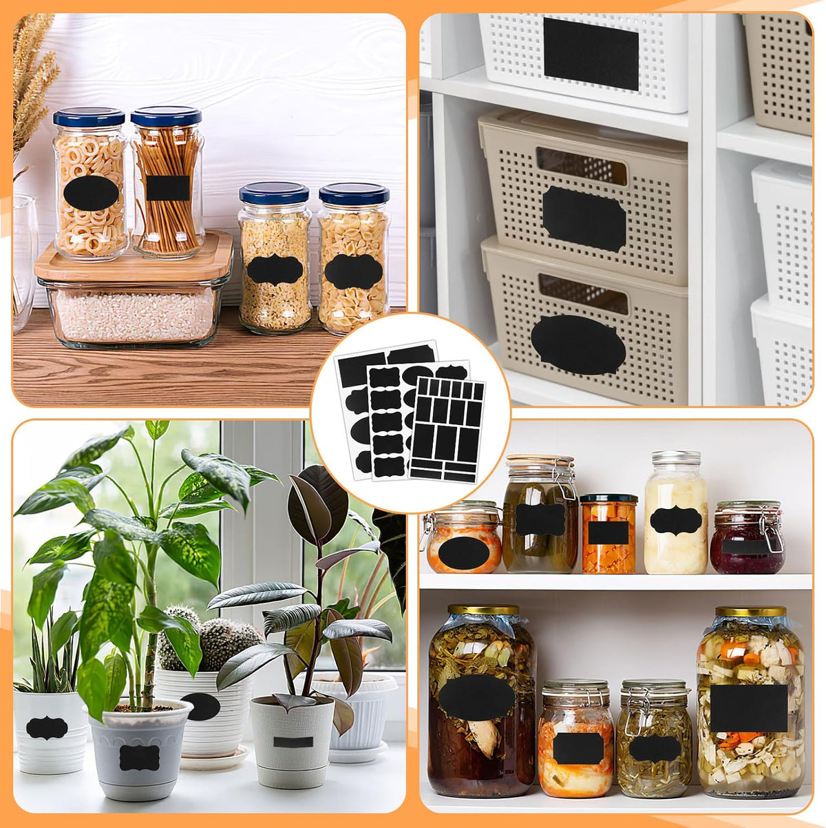 273 Pcs Labels for Jars, Waterproof Reusable Chalkboard Labels