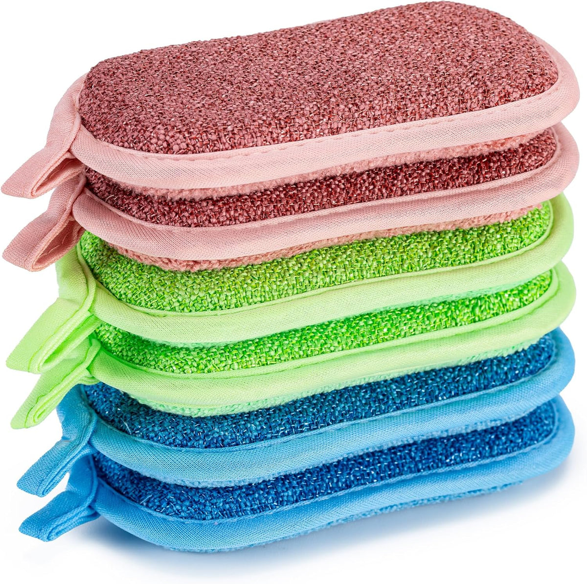 Non Scratch Scrub Sponge-6pack, Dual-Sided Sponges Kitchen(M,Gray-Blue)