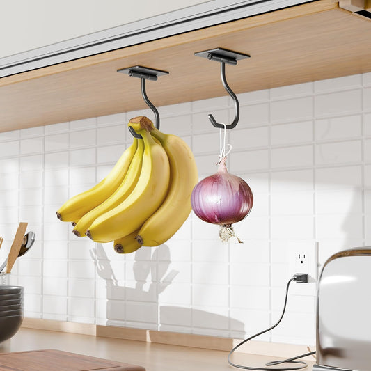 Banana Hook Under Cabinet Adhesive, Holds 20 Bananas, Black