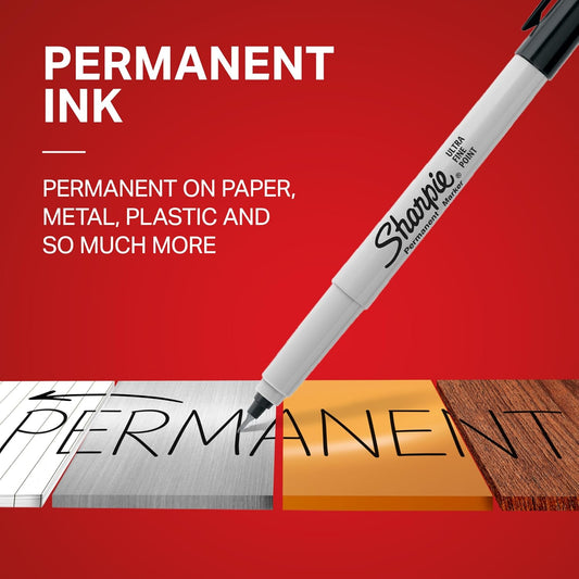 Permanent Markers, Ultra Fine Point, Black, 2 Count - Home, School, Office Supplies