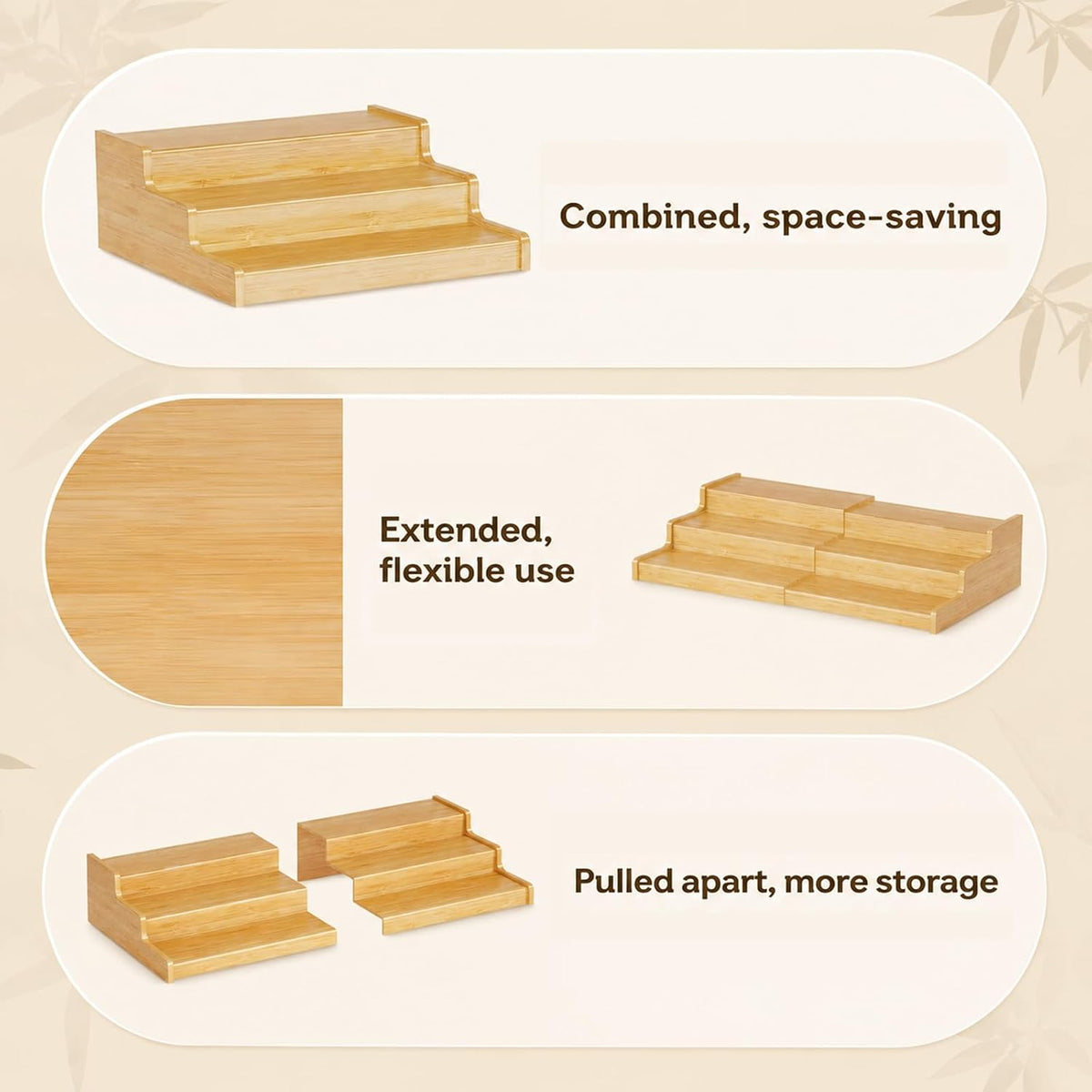Expandable Bamboo Can Rack Organizer for Pantry, Upgraded 3-Tier Adjustable Can Storage Holder, Pantry Organizers and Storage Holds Up to 24 Cans, Canned Goods Organizer Display for Pantry, Cabinet