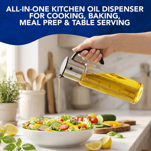 Large Glass Olive Oil Dispenser, Salad Dressing Container, Soy Sauce Bottle