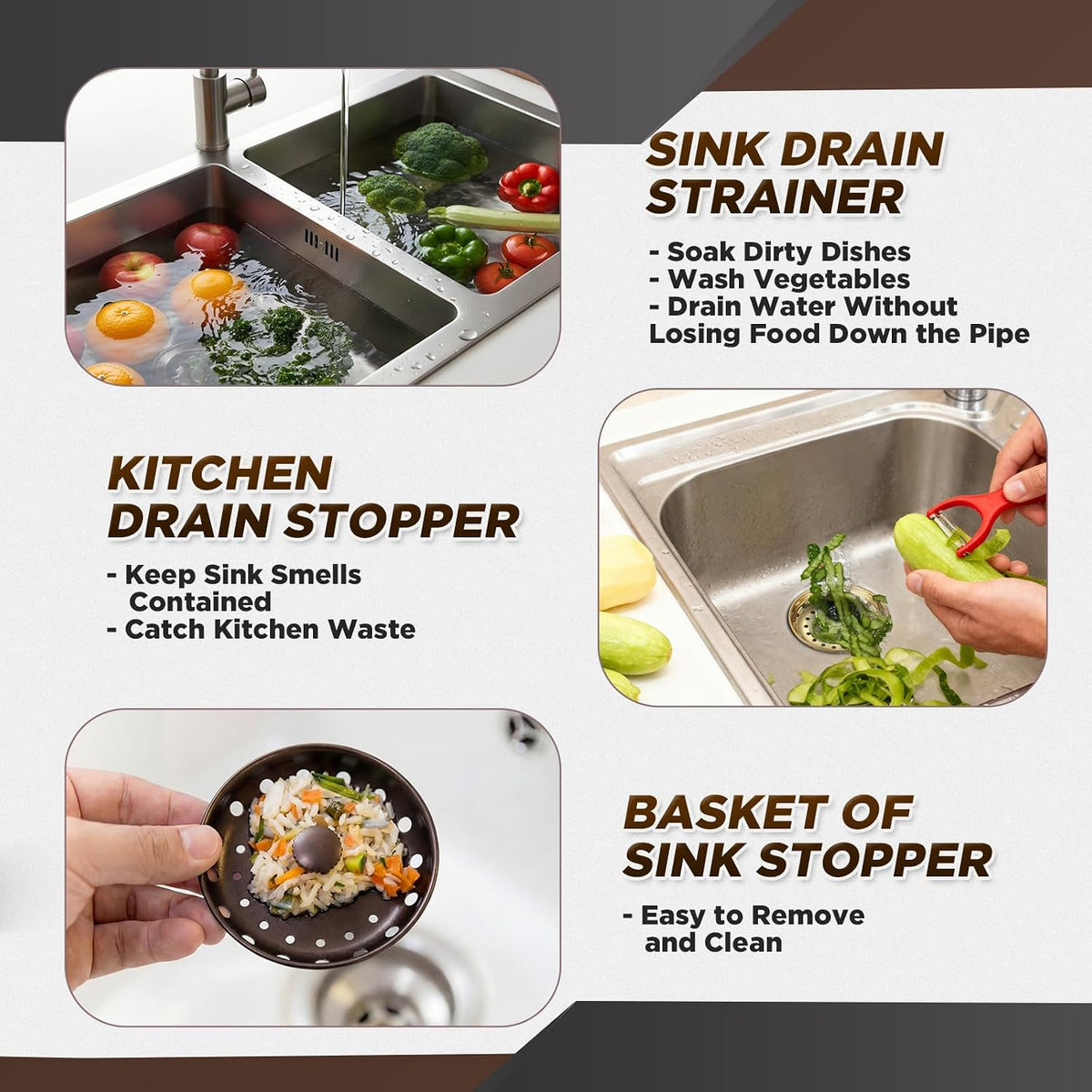 2 Pcs 3.5 Inch Kitchen Sink Strainer Stopper Stainless Steel Garbage Disposal Plug Sink Drain Strainer Basket Stopper for Replacement(Matte Black)
