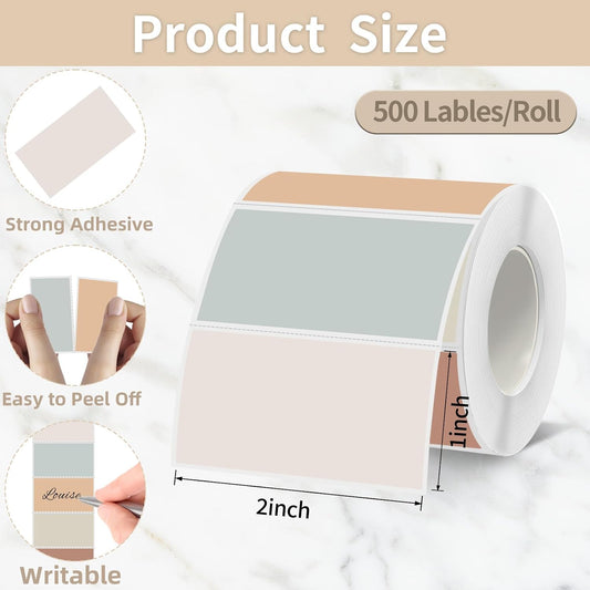2x1 Clear Thermal Labels,Address Barcode Self-Adhesive Thermal Printer Stickers for Logo Design,Name/Price Tag,Address - Colors A