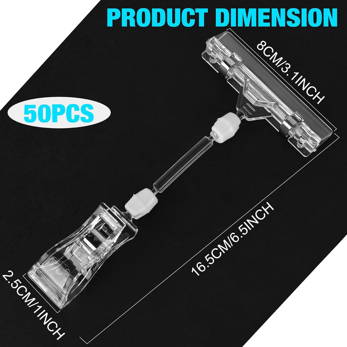 ClearPro Plastic Label Holders - 30 Pack Swivel Price Tag Clips, Double Sided, Rotatable Menu Clips for Sale - Retail Display