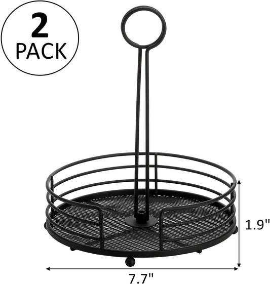 2 Pack Metal Condiment Caddy, Tabletop Spice Organizer for Kitchen Pantry, Patio Tables, Countertop, Picnics, Dining Table, BBQ