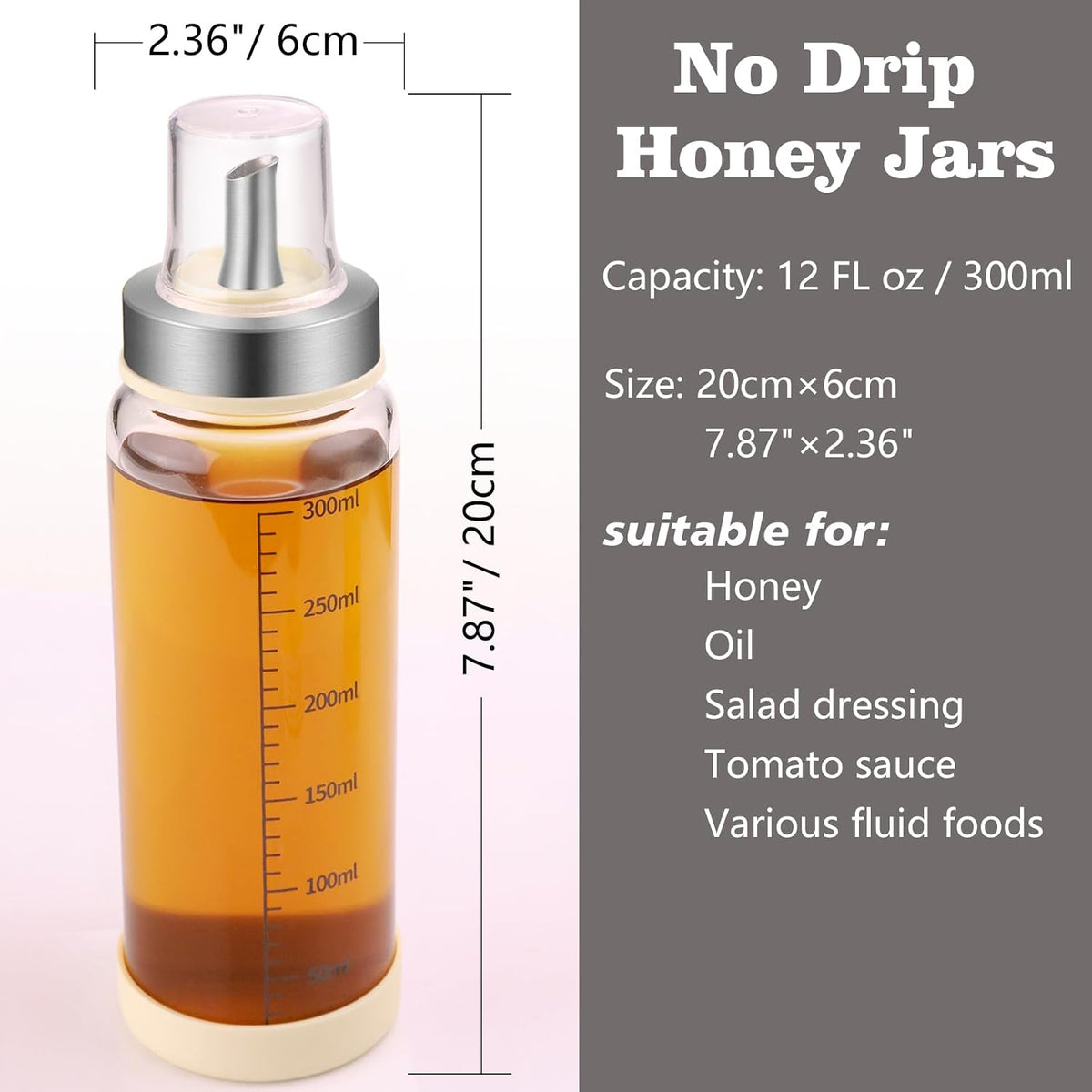 Honey Dispenser No Drip with scale, Maple Syrup Dispenser, Olecranon design