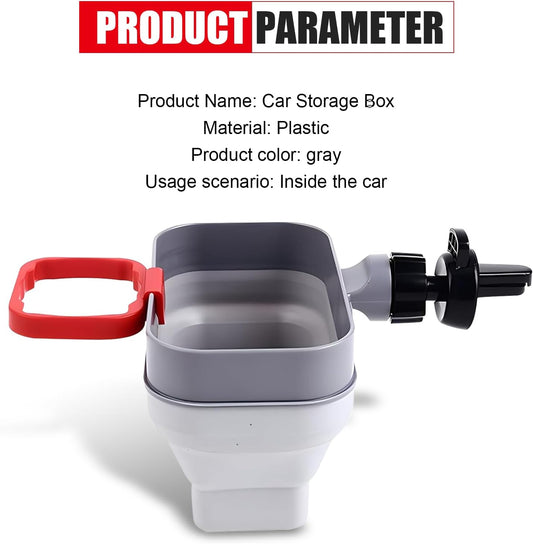 Sauce Holder, 2-in-1 Car Sauce Dipping Clip, Multifunctional Mobile Phone Key Coin Air Vent Storage Box, Universal Foldable Portable Accessories for Cars (Gray)