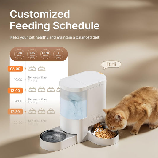 Automatic Cat Feeder and Water, 5G WiFi App Control Cat Dry Food Dispenser
