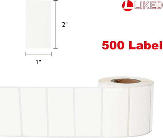 500 Stickers 1" x 2" White Dissolvable Food Labels for Containers -500 Labels/Roll