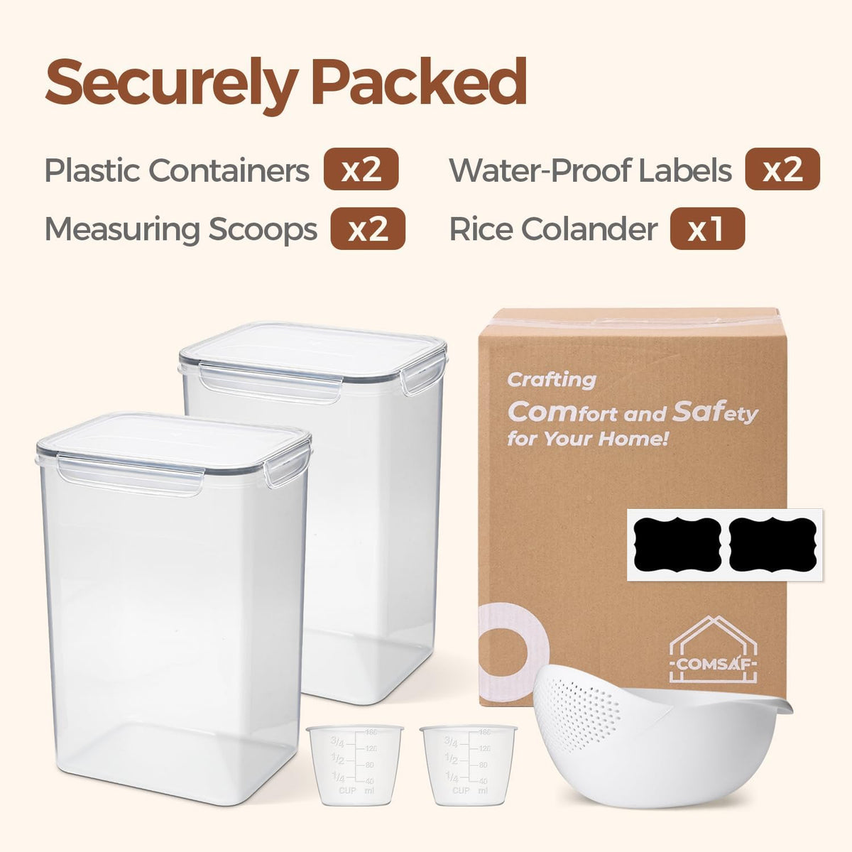 Airtight Rice Storage Container with Lid 10Qt 2Pack, Large Capacity