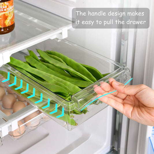 Fridge Drawer Organizer 2 Pack, Fridge Organizers and Storage | Deli Drawer for Refrigerator, Pull Out Fridge Under Shelf Drawer, Refrigerator Storage Containers for Fruit, Egg, Yogurt