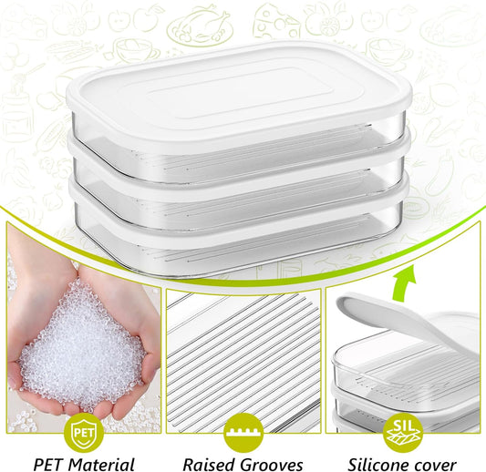 Refrigerator organizers and storage,deli Meat Container for Fridge,Stackable Food Storage Boxes with Lid for Cold Cuts,Bacon Lunch Meat Container for Refrigerator,3PCS,BPA Free