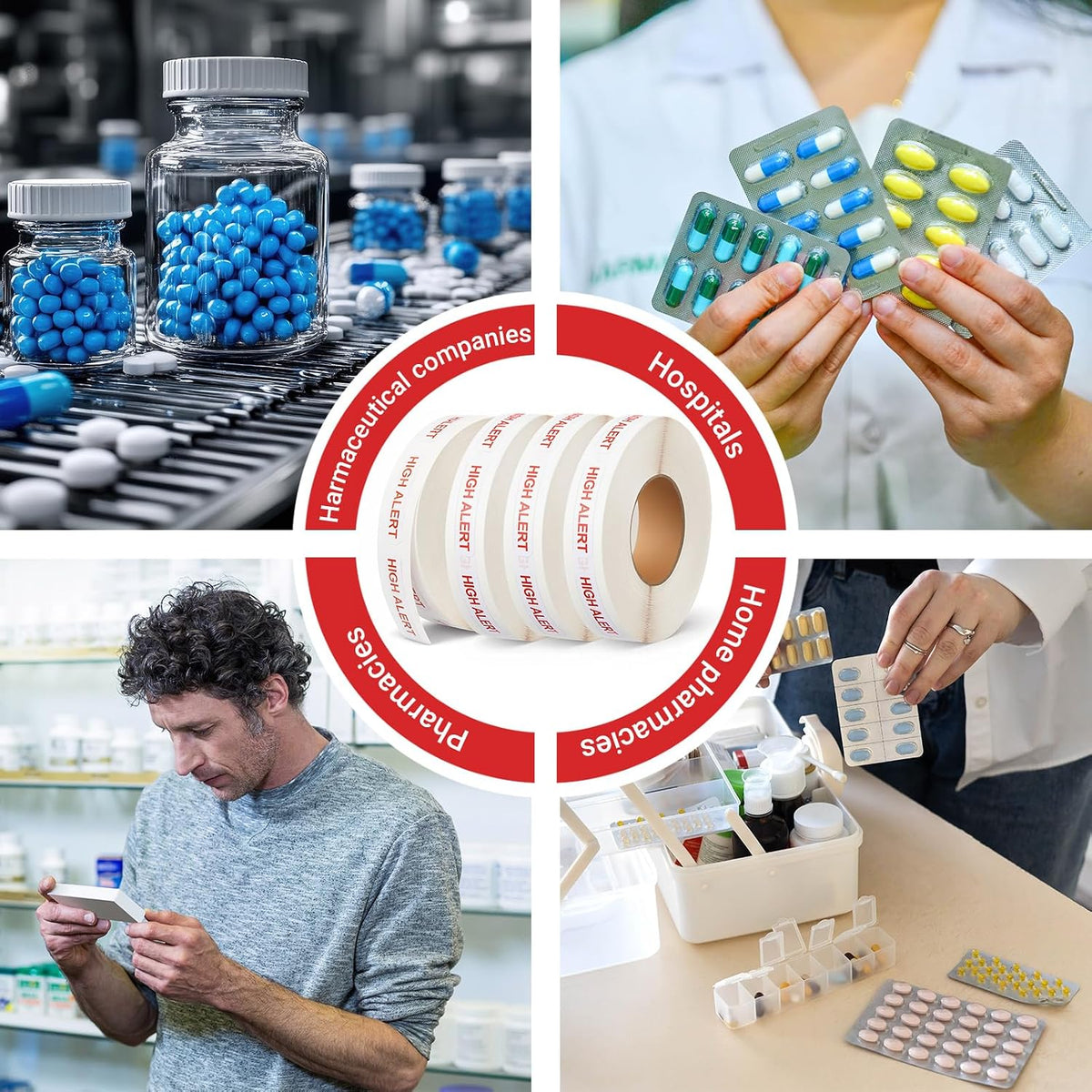 4 Rolls Medication Date Stickers, 2000 Count Opened & Expiration Date Stickers for Prescription Bottles, Pharmacy, Self Adhesive Safety Reminder Sticker for Medication Management, Hospital