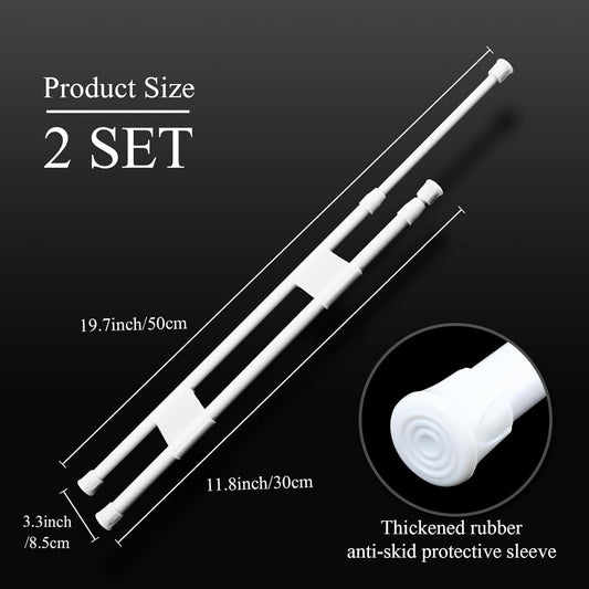 2 Sets Rv Refrigerator Bars Adjustable Rods, 11.8-19.7 Inch, White