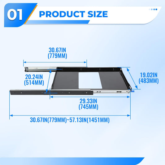 Fridge Slide 29.3 x 18.7in Compatible with 28 to 65L Fridges/Coolers, Universal Portable Vehicle Refrigerator Freezer Slide Mount, W/4 Buckle Straps, 280 LBS