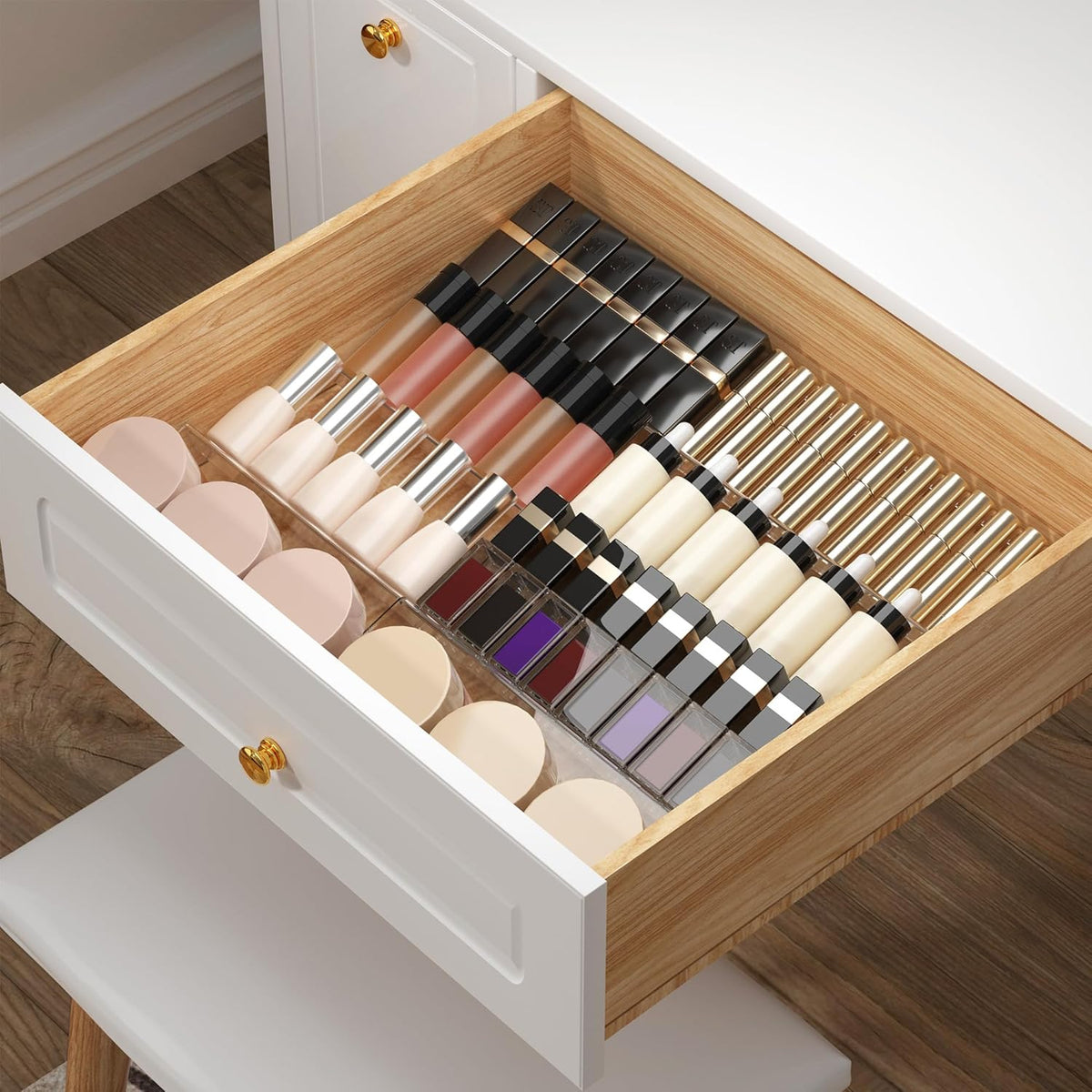 Spice Drawer Organizer Clear (Jars Not Included) - 5 Tier Acrylic Seasoning Drawer Organizer - Kitchen Spice Rack for Drawer, Cabinet, Countertop - Expandable From 9'' to17.5 In''