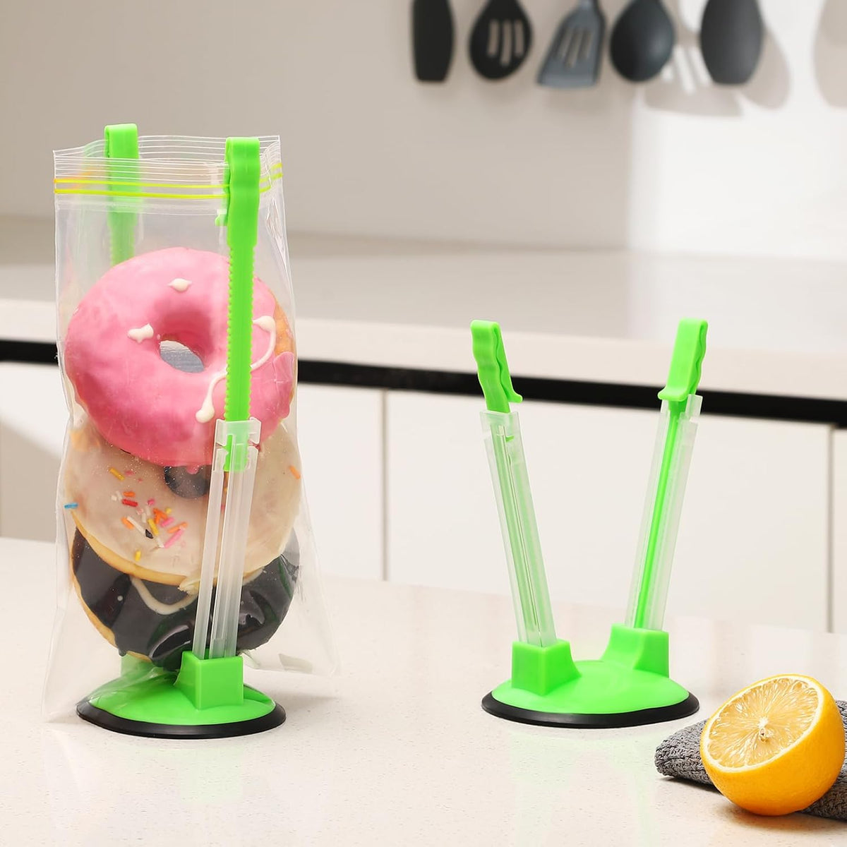 Sinnsally Baggy Rack Holder for Food Meal Prep,Plastic Freezer Bag Holder Stand for Filling, Adjustable Food Storage Bag Holders,Gallon Bag Holder (Pack of 4)