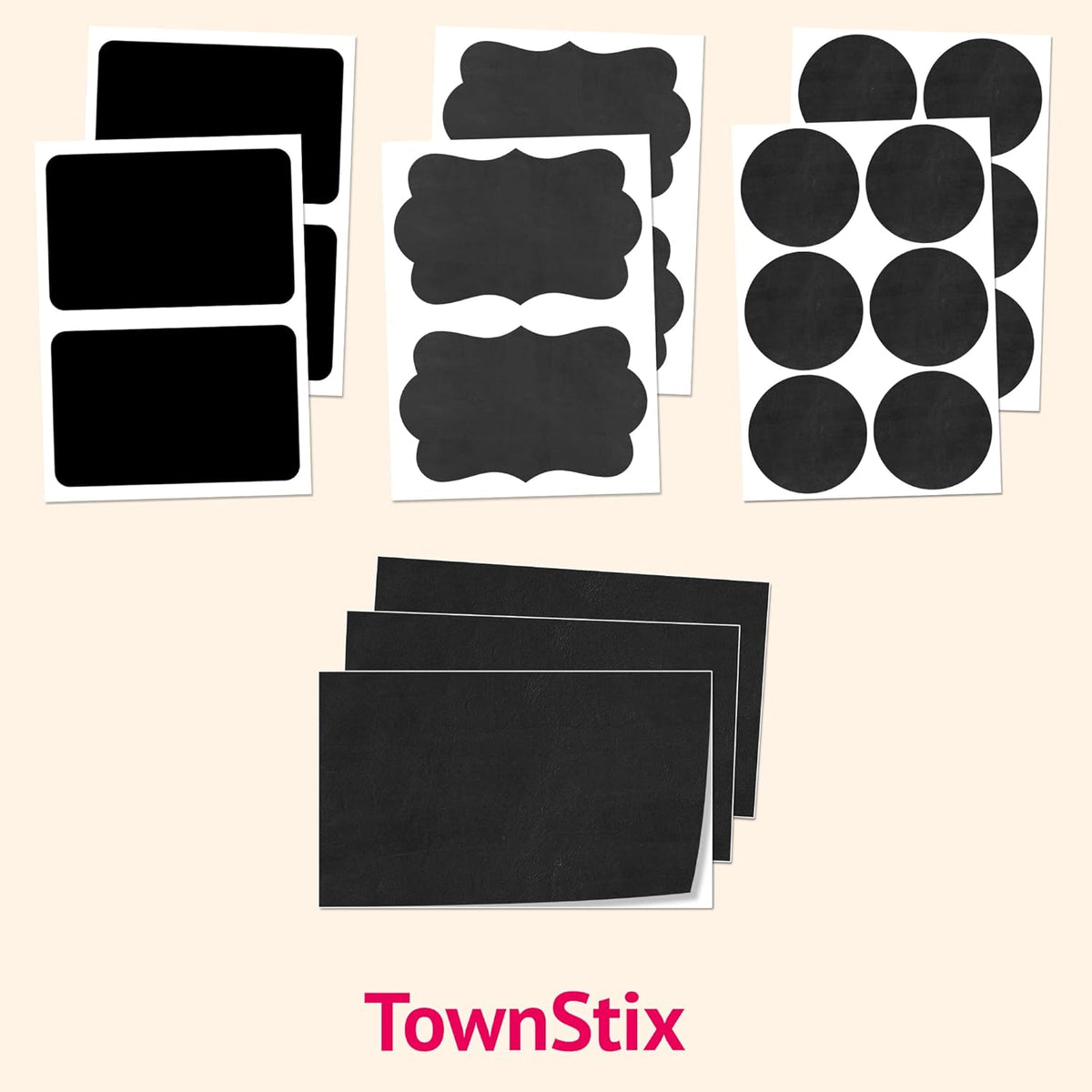 20 Sheets, 10" x 6" - Large Chalkboard Labels Stickers Paper Sheets | Erasable and Reusable