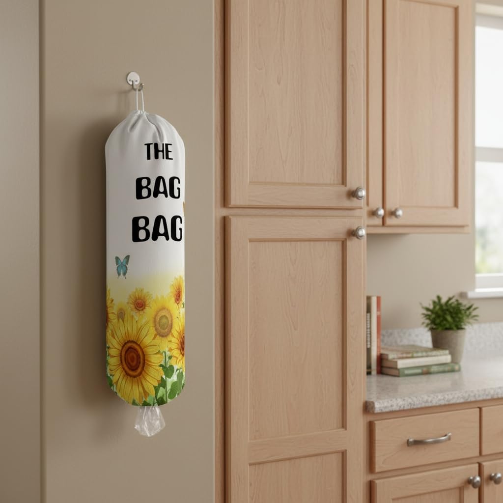 Plastic Bag Holder, Wall Mount Plastic Bag Organizer Dispenser Organizer for Home Kitchen(Check)