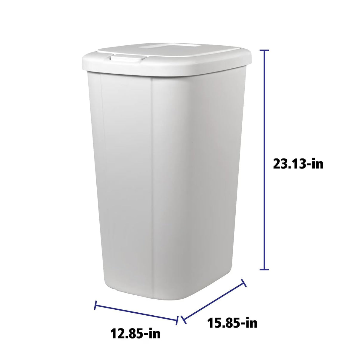 13.3 Gallon Plastic Touch Top Trash Can w/Push Button Lid, White