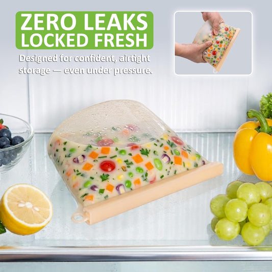 100% Reusable Silicone Bags for Food Storage, 12 Pack Double-Lock Reusable Bags Stand-Up Wide-Mouth Leakproof for Soup, Sous Vide, Freezer Microwave Dishwasher Safe, 4 Half Gallon 4 Sandwich 4 Snack