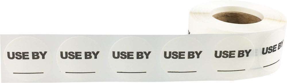 Dissolvable Use By Labels, 1 Inch Round, 500 Stickers | Blank space for shelf life, prep and rotation details, adhesive food container stickers for meal storage and restaurants