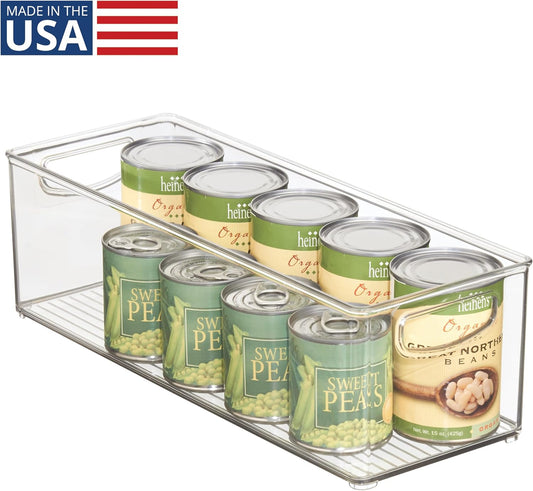 Plastic Stackable Pantry Bin with Handles, Clear | For Cabinets or Fridge, Made in USA