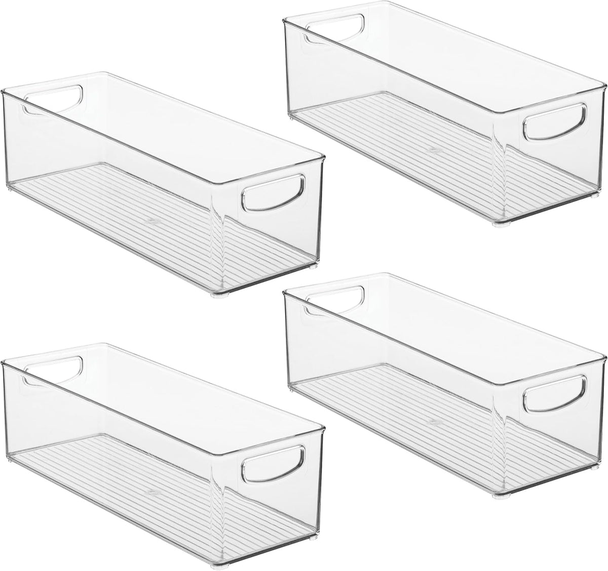 Plastic Stackable Pantry Bin with Handles, Clear | For Cabinets or Fridge, Made in USA