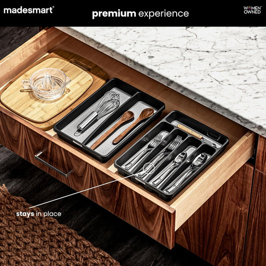 Classic 5 Compartment Compact Silverware Tray, Granite