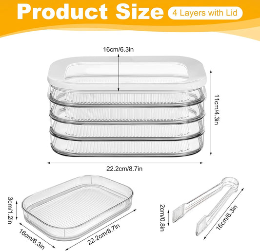 Deli Meat Container for Fridge with Lid, 4-Layer Stackable Bacon Container for Refrigerator with Clip, Clear Cold Cuts Storage Containers for Cheese Cold Cuts Bacon, BPA Free