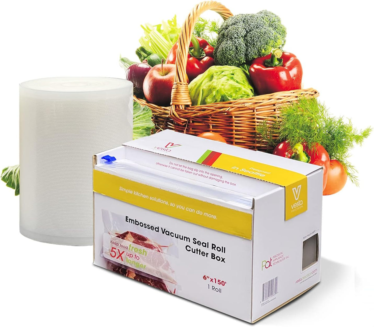 11" x 150' Vacuum Sealer Bags for Food Saver, Rolls with Cutter Dispenser