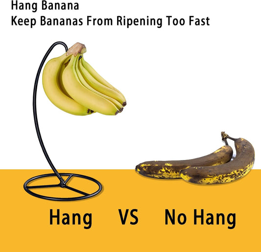 Banana Holder Stand, Banana Hanger Black-Metal Bananas Tree Hanger