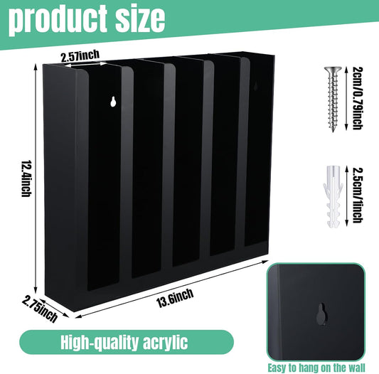 Acrylic Portion Sauce Cup Lid Organizer Black 5 Compartments Holder