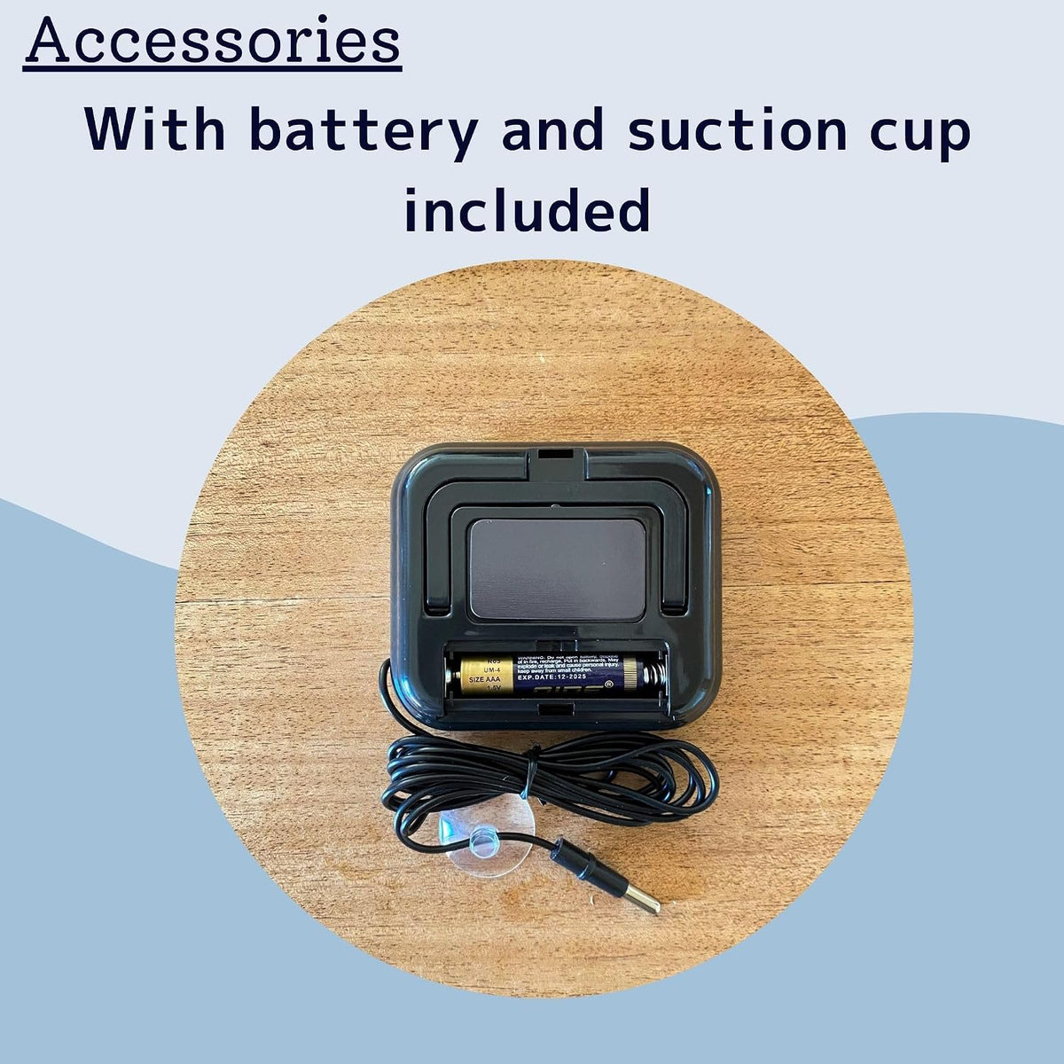 Digital Thermometer with External Sensor, Magnet, Suction Cup, Water Thermometer, Aquarium, Refrigerator, Freezer (Black)