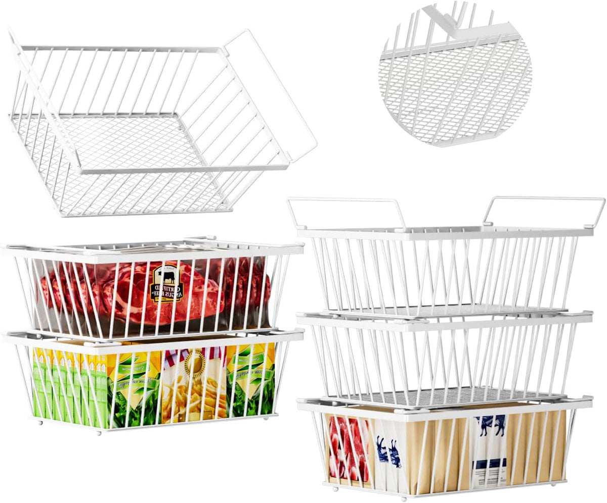 Freezer Organizer Bins ,Enhanced Leak-Proof Bottom, Stackable Deep Freezer Organizer Bins for 5 Cu.FT Small Chest Freezer,organization and storage,pantry organizers(for 5 Cu.Ft