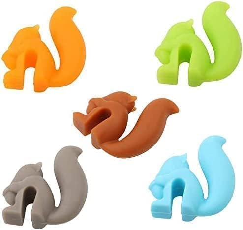 20Pcs Cute Squirrel Shape Silicone Tea Bag Holder Cup, Hanging Tool for Mug, Candy Colors Gift Set, Drink Markers for Coffee and Espresso