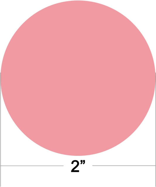 2 Inch Round Pink Thermal Labels - 500 Adhesive Stickers for Shipping, Barcode, QR Code | Compatible with Thermal Printers | Custom Logo, Business Branding, Inventory Stickers