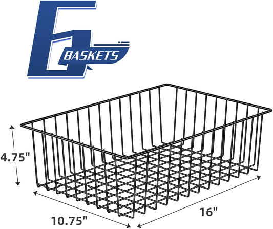 Simple Trending Large Wire Baskets for Organization, Metal Pantry Storage Baskets for Cabinet, Kitchen, Garage, Bathroom, Black