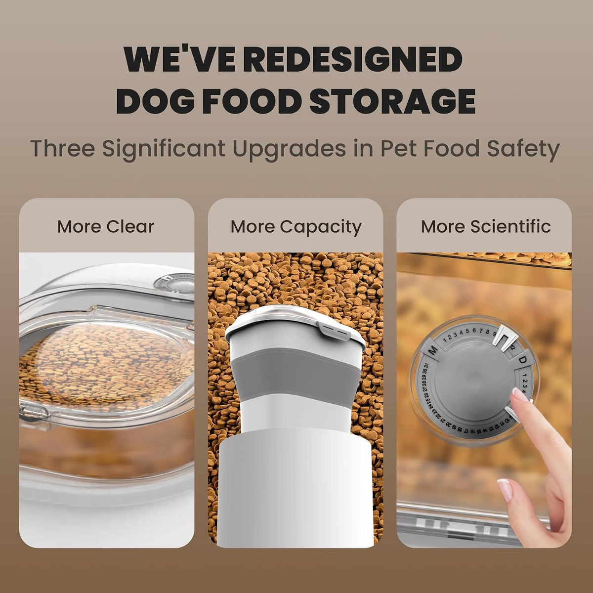 20-23 Lbs Dog Food Storage Container,Collapsible Dog Food Container | Pet Food Storage Container with Transparent Airtight Lid,Multifunctional for Dog Cat,Rice,Flour,Scoop and Small Container
