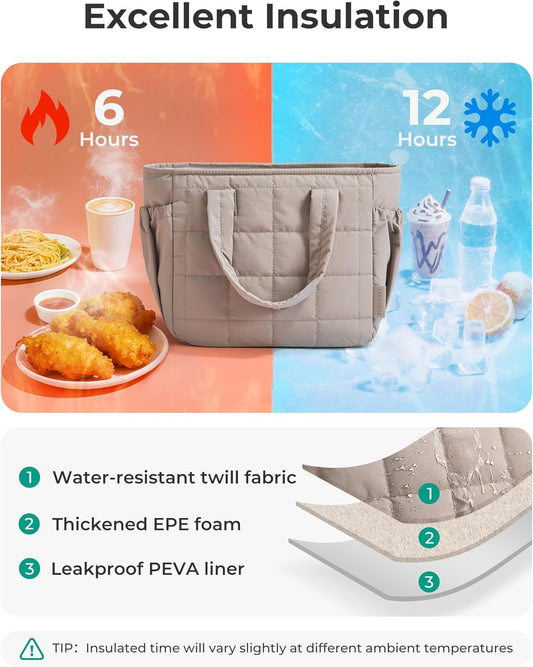Lunch Bag Men's Small Cool Quilted Insulated Leakproof Lightweight