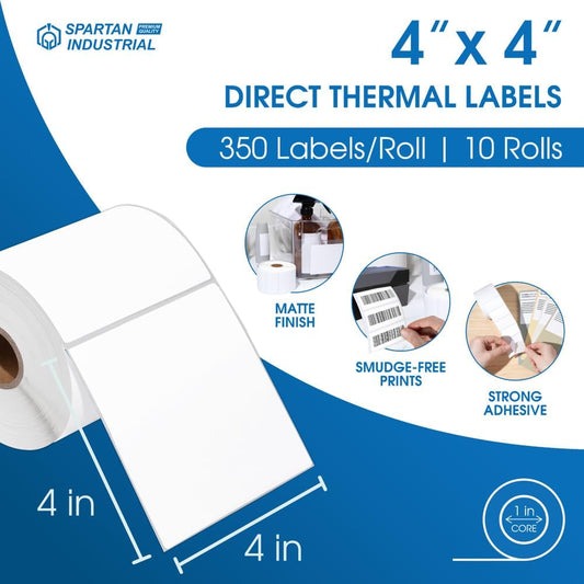 4" X 4” Direct Thermal Labels (3500 Count, 10 Rolls) Perforated