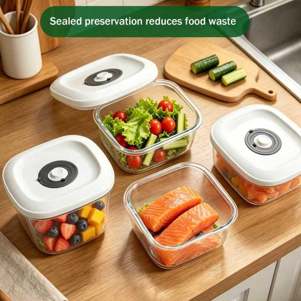 Vacuum Canister Set for Food Storage, 1L 1.5L 2L Airtight Containers Compatible with Most Vacuum Sealers, BPA-Free Fresh Containers for Meal Prep, Pantry Storage, Coffee, Snacks & Dry Goods – 3 Pack