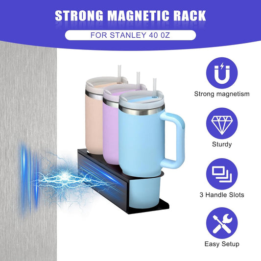 Magnetic Stanley Cup Holder for Fridge, Tumbler Organizer Strong Fridge & Metal Surface Water Bottle Organizer for Kitchen, Stanley Cup Accessories, 2 Pack
