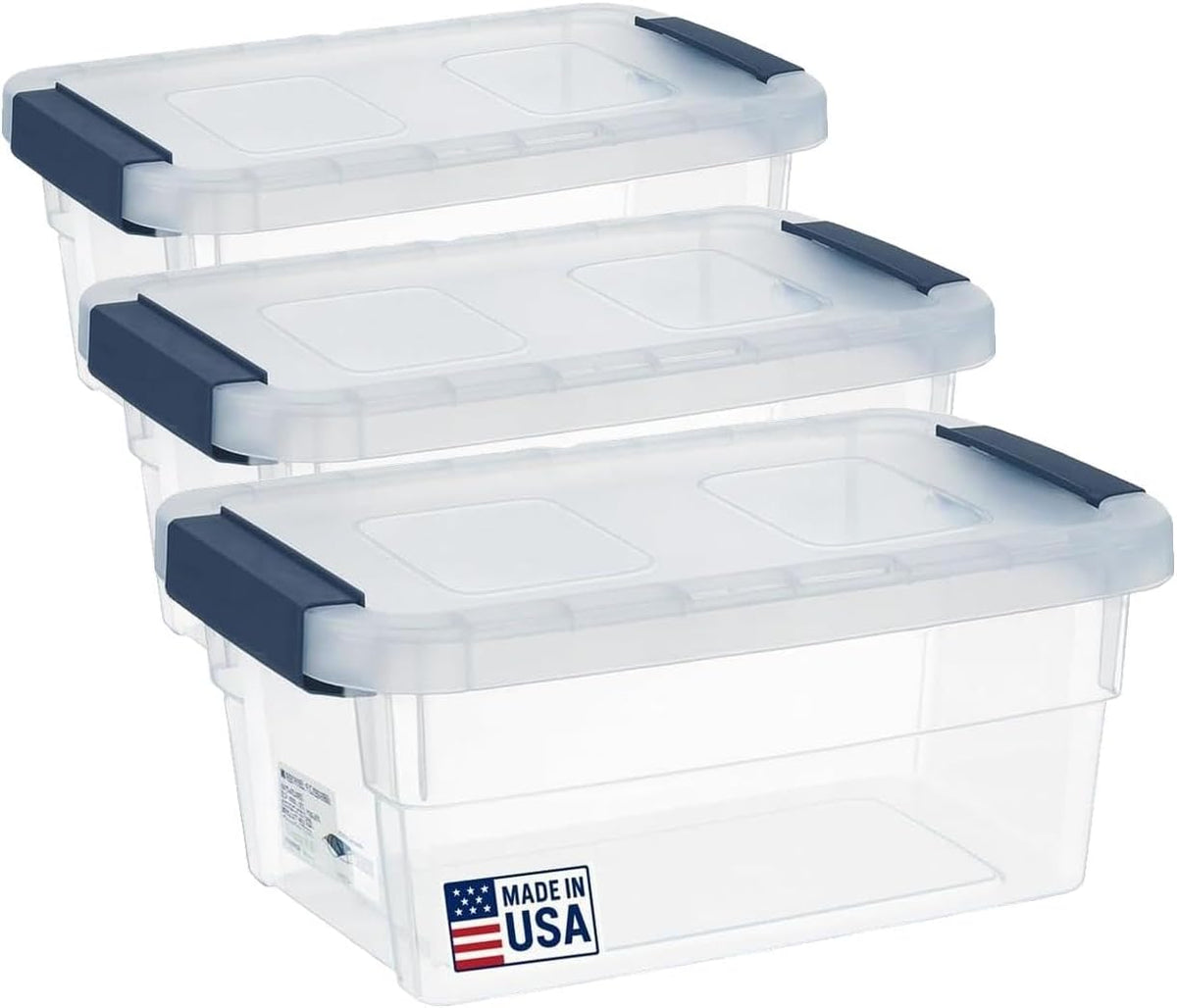 Clear Plastic Storage Bins with Lids Stackable Storage Bins (15 Quart)