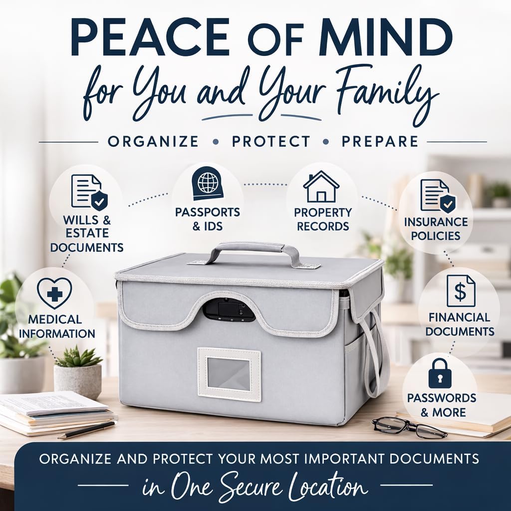 Icebox End of Life Organizer – Fire-Resistant Estate Planning & Emergency Document Storage Box – Lockable Home File Organizer for Important Documents (Blue)