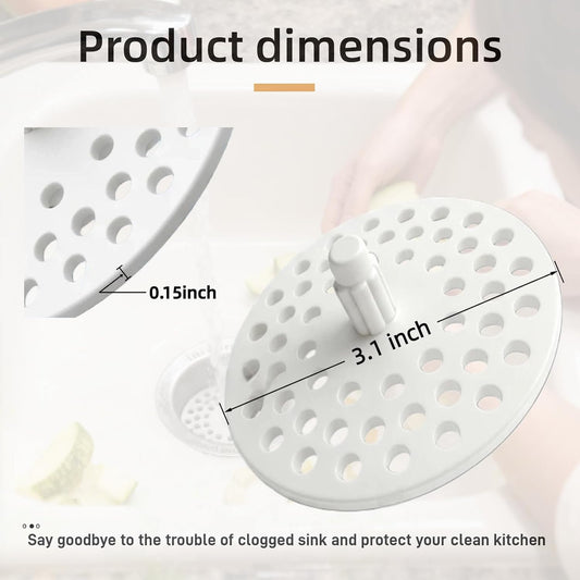 02-4021 White Plastic Disposal Sink Strainer (3.13in) is Suitable for Most Kitchen Drain Pipes, Replaces the Garbage Disposer Plug, and is Easy to Install a Basket Filter for Sink Drain Capture