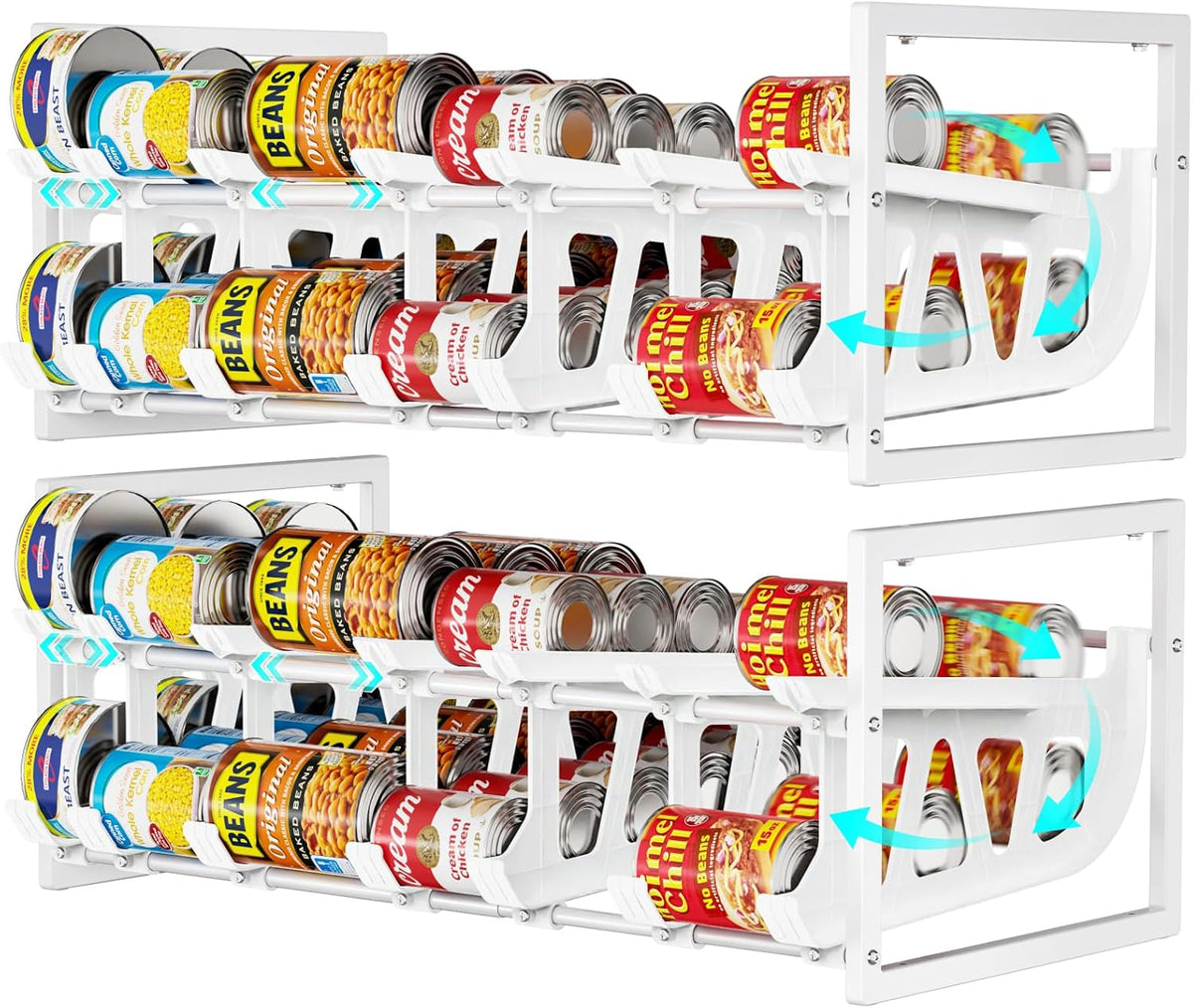 Can Organizer for Pantry - Auto-Rolling, Expands to Hold 60 Cans