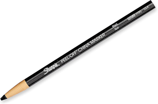 Peel-Off China Marker Grease Pencils, Black, Box of 12
