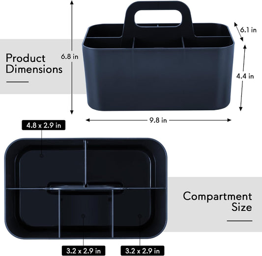 Multipurpose Caddy Organizer, Plastic Caddy with Handle, Stackable Desk Organizer for Stationery, Marker and Pencil, Office Supplies Organizer, Dorm Caddy